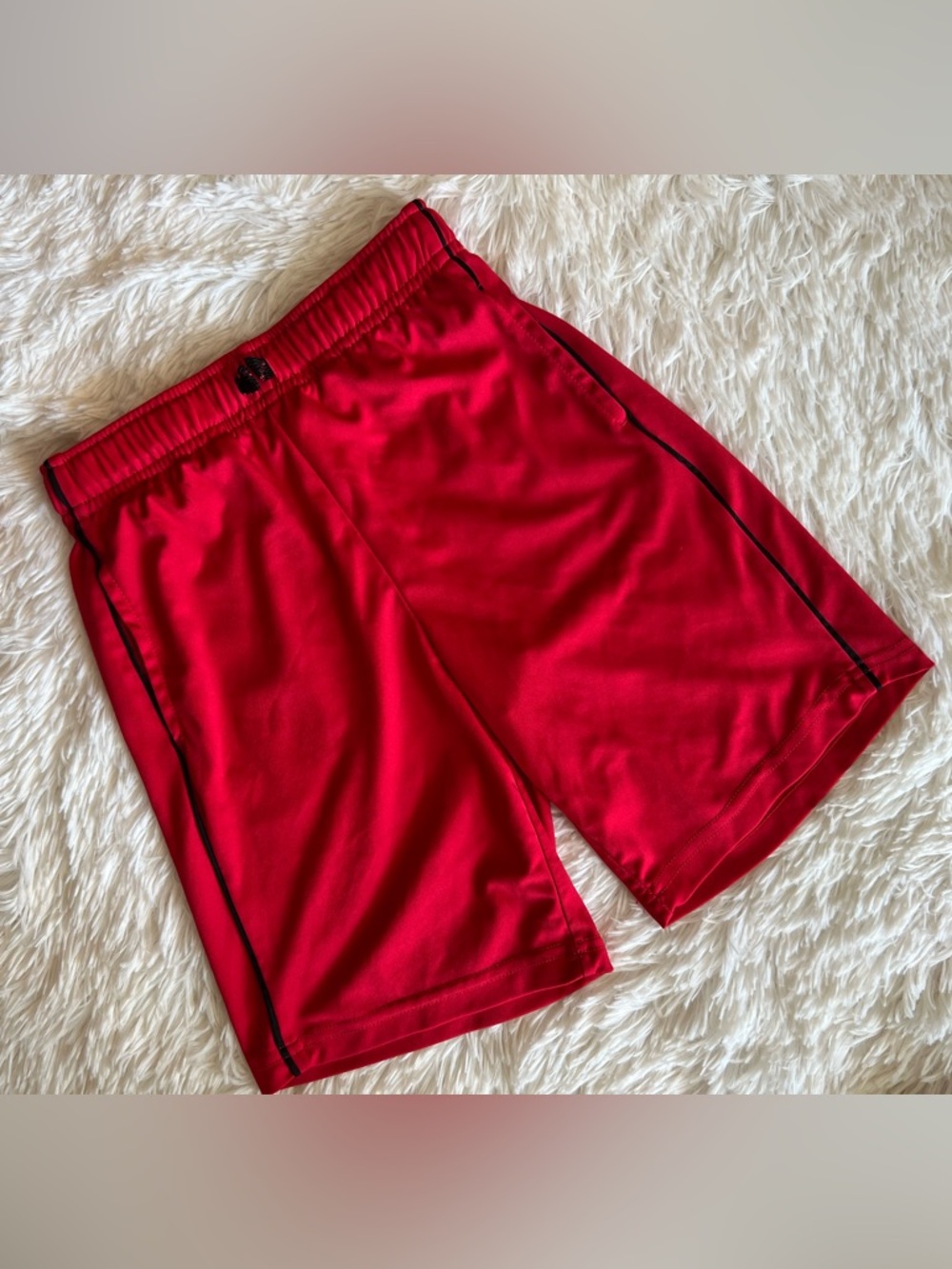 Basketball Shorts Red with Black Piping and Pockets